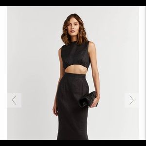 DISSH black linen crop top